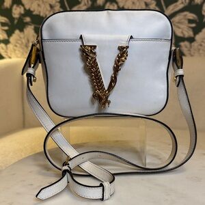 Versace Virtus Authentic White and Gold Crossbody Bag with Dustbag